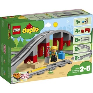 LEGO 10872 DUPLO Town Les Rails Et Le Pont Du Train, jouet pour enfant