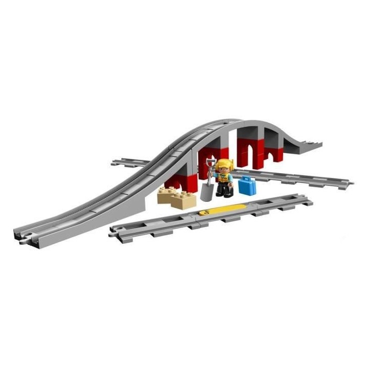 LEGO 10872 DUPLO Town Les Rails Et Le Pont Du Train, jouet pour enfant