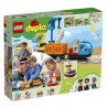 LEGO 10875 DUPLO Le Train De Marchandises, Jeu Avec Son Et Lumiere, Grue avec télécommande Jouet Pour Enfant 2-5 Ans