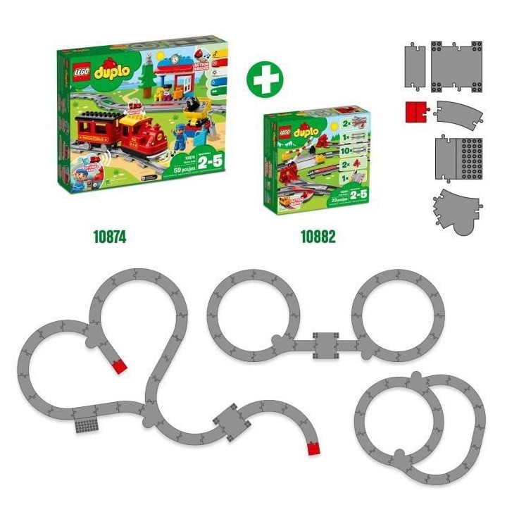 LEGO 10882 DUPLO Town Les Rails du Train Jeu de Construction, Circuit