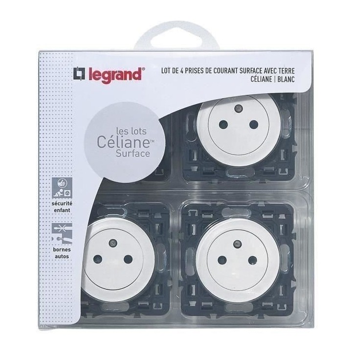 LEGRAND Celiane Lot 4 prises de courant avec terre affleurantes a enca