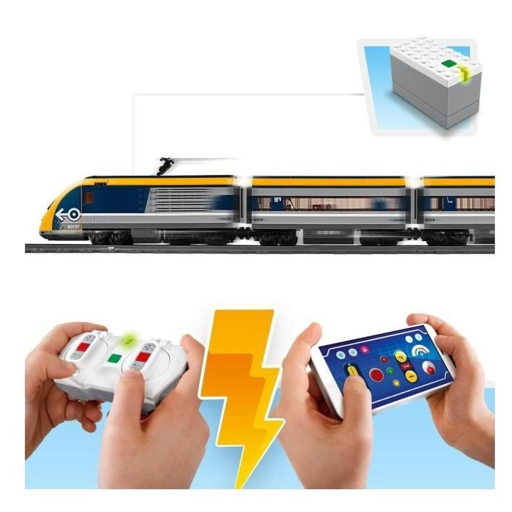 LEGO 60197 City Le train de Passagers Télécommandé Bluetooth, Moteu