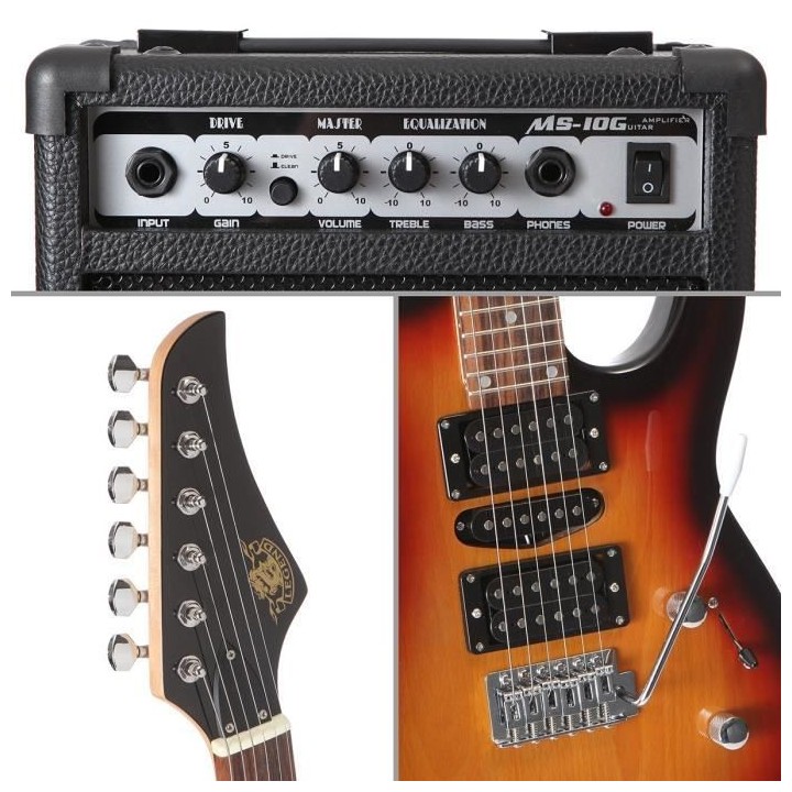 LEGEND Pack Guitare Type Ibanez Sunburst