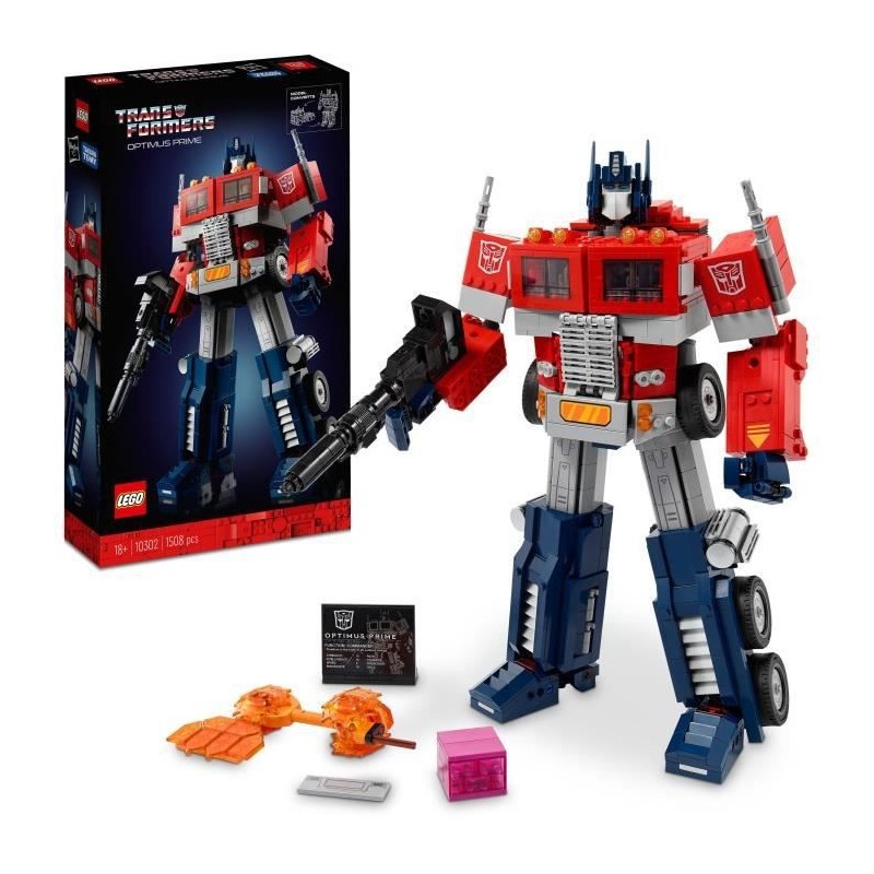 LEGO ICONS™ 10302 Optimus Prime, Figurine Autobot Robot de Transformers, Maquette Camion, Adulte