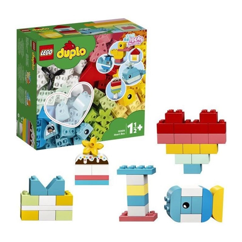 LEGO 10909 DUPLO Classic La Boîte Coeur Premier Set, Jouet Educatif, Briques de construction pour Bébé 1 an et demi