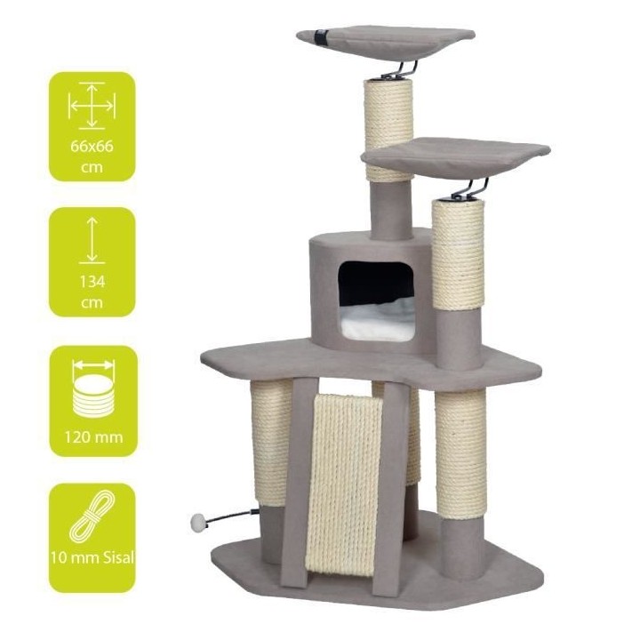 EBI Griffoir Nagano 66 x 66 x 134 cm - 23 kg - Brun - Pour chat