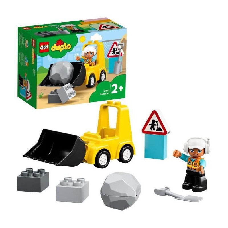 LEGO 10930 DUPLO Le Bulldozer, Engins De Chantier Jouet Pour Enfant de 2 Ans Et Plus, Jeu Motricité Fine Pour Garçons Et Fille