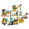 LEGO 10933 DUPLO La Grue Et Les Engins De Construction, Pelleteuse, Camion avec Lumiere & Son, Jouet Pour Enfants de 2-5 ans