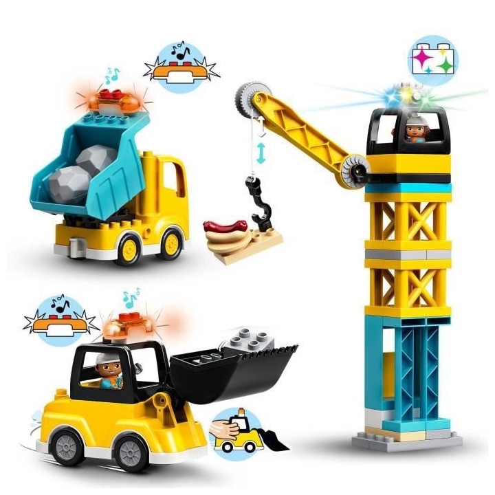 LEGO 10933 DUPLO La Grue Et Les Engins De Construction, Pelleteuse, Ca