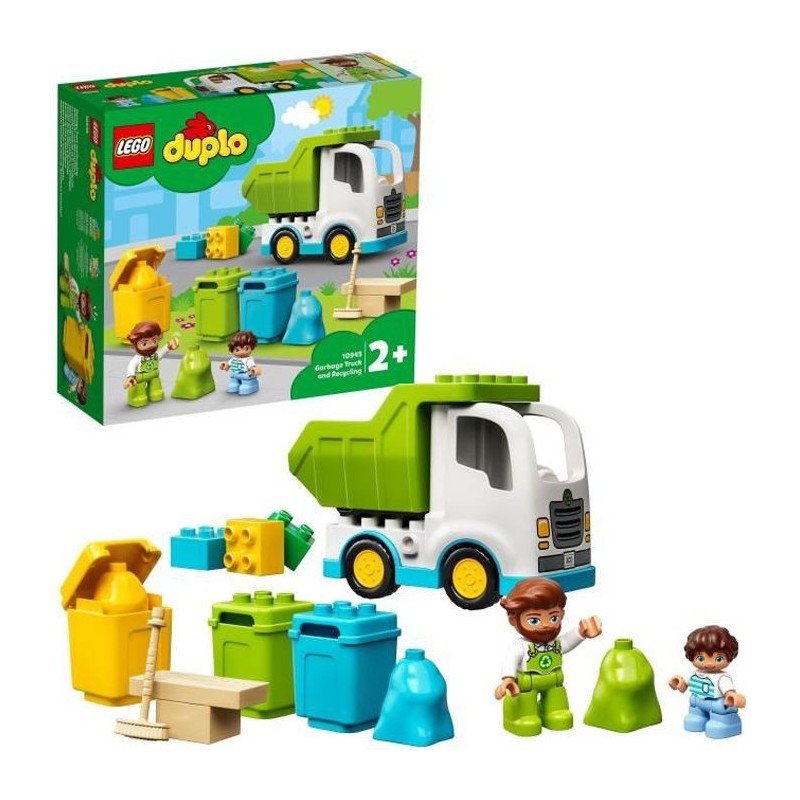 LEGO 10945 DUPLO Le camion poubelle et le tri sélectif jeu de construction éducatif pour enfant 2 ans et plus