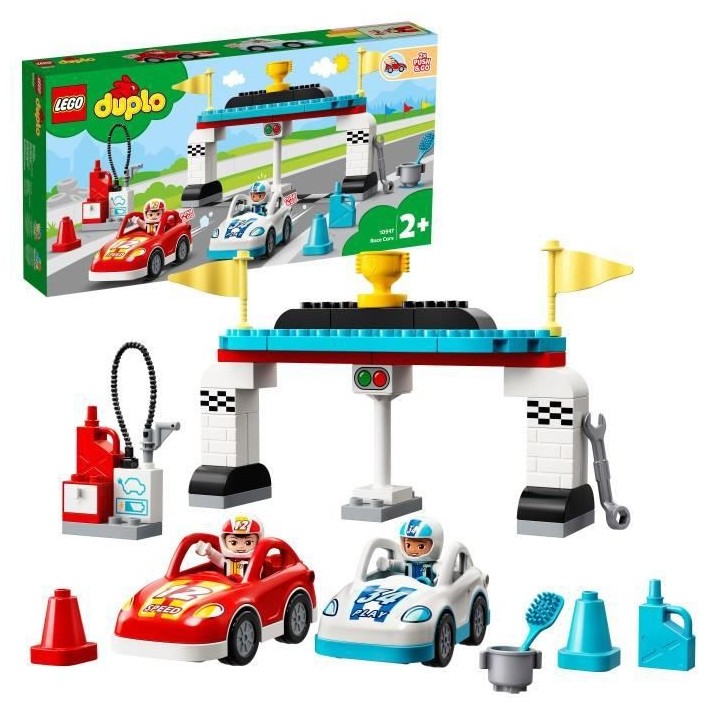LEGO 10947 DUPLO Les voitures de course Jouet Enfant 2+ ans, Petites V