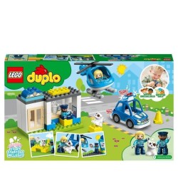 LEGO 10959 DUPLO Le Commissariat Et L'Hélicoptere De La Police, Voiture Avec Gyrophare et Sirene, Jouet d'Éveil Des 2 Ans