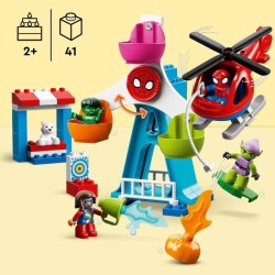 LEGO 10963 DUPLO Marvel Spider-Man et ses Amis : Aventures a la Fete Foraine, des 2 ans, avec Hélicoptere et Figurine Hulk