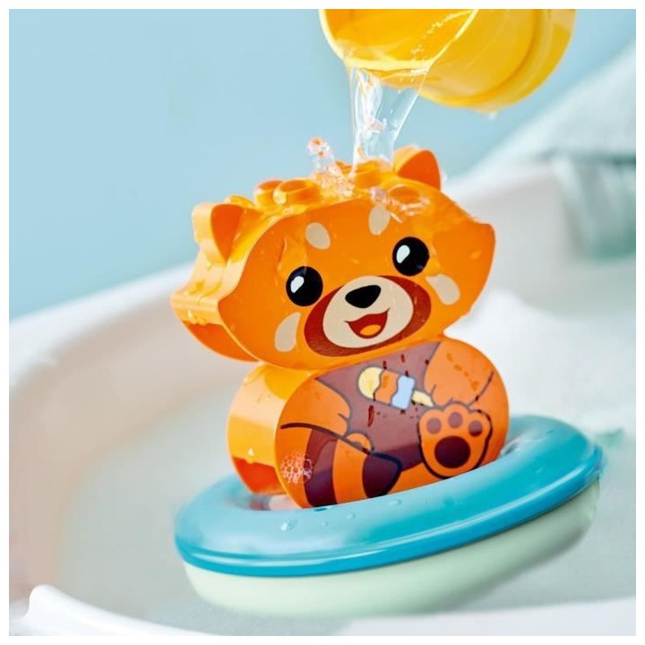 LEGO 10964 DUPLO Jouet de Bain : Le Panda Rouge Flottant, Set Baignoir