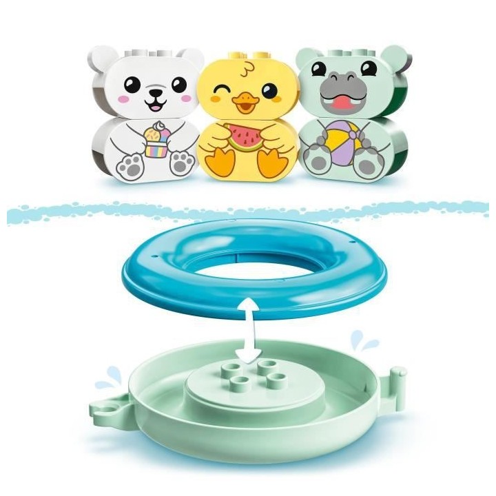 LEGO 10965 DUPLO Jouet de Bain : Le Train Flottant des Animaux, Set Ba