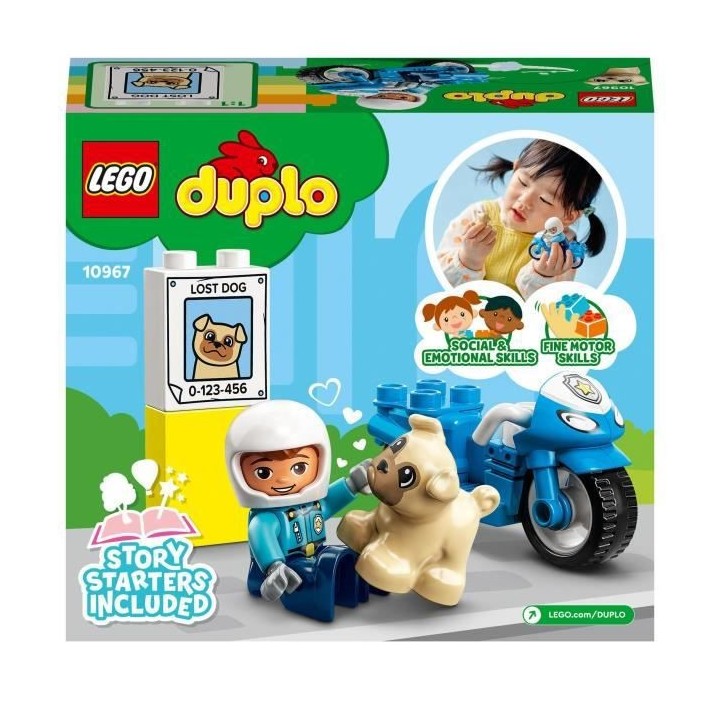 LEGO 10967 DUPLO La Moto De Police, Jouet Pour les Enfants de 2 Ans et
