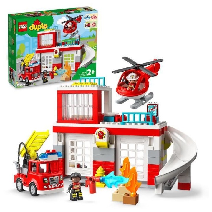 LEGO 10970 DUPLO La Caserne Et L'Hélicoptere Des Pompiers, Avec Jouet