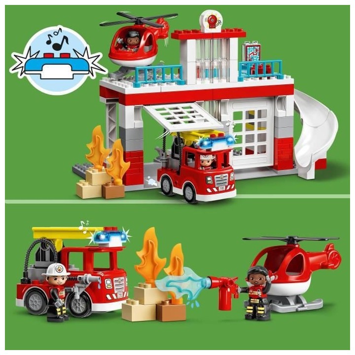 LEGO 10970 DUPLO La Caserne Et L'Hélicoptere Des Pompiers, Avec Jouet
