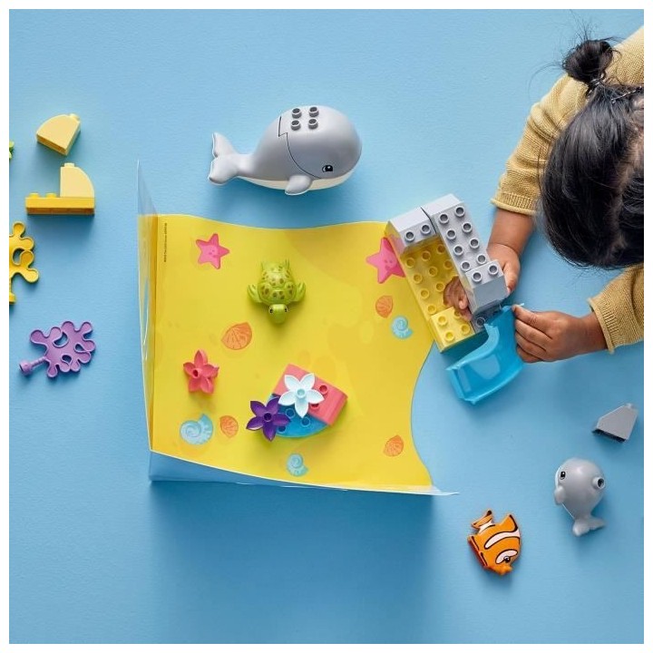 LEGO 10972 DUPLO Animaux Sauvages de l'Océan, Jouet des 2 Ans, 2 Figu