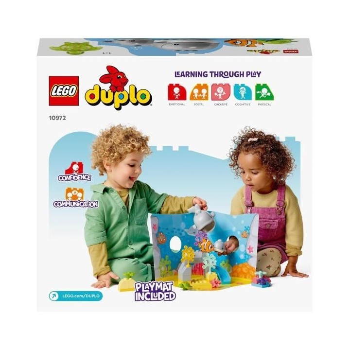 LEGO 10972 DUPLO Animaux Sauvages de l'Océan, Jouet des 2 Ans, 2 Figu