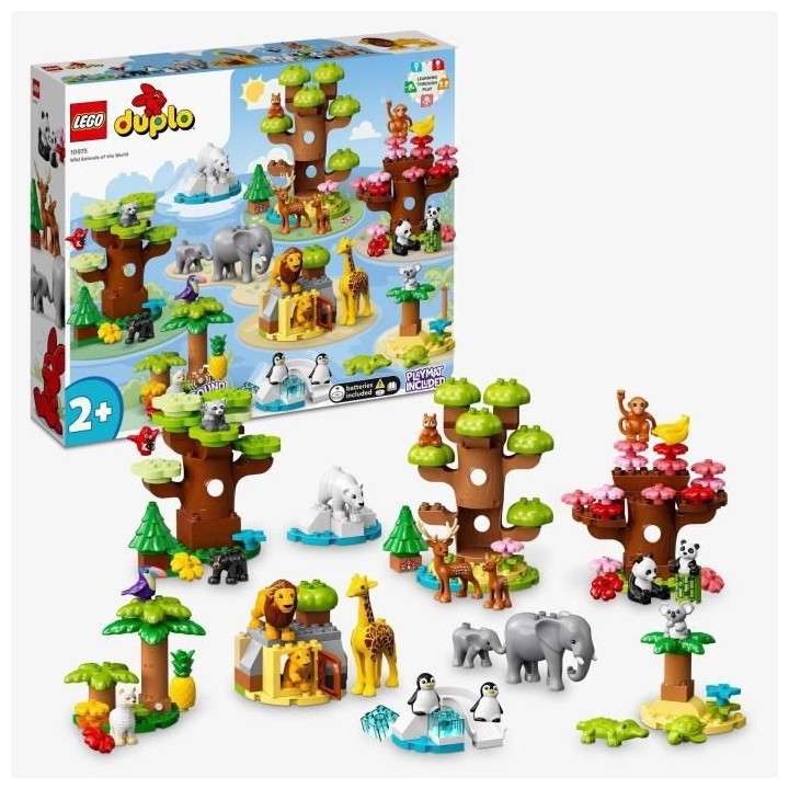 LEGO 10975 DUPLO Animaux Sauvages du Monde, Jouet Éducatif des 2 Ans,