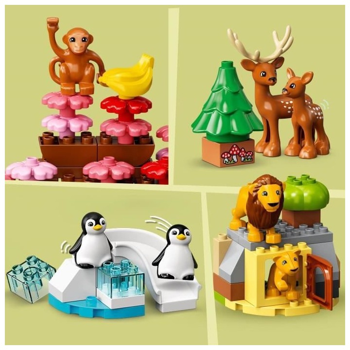 LEGO 10975 DUPLO Animaux Sauvages du Monde, Jouet Éducatif des 2 Ans,
