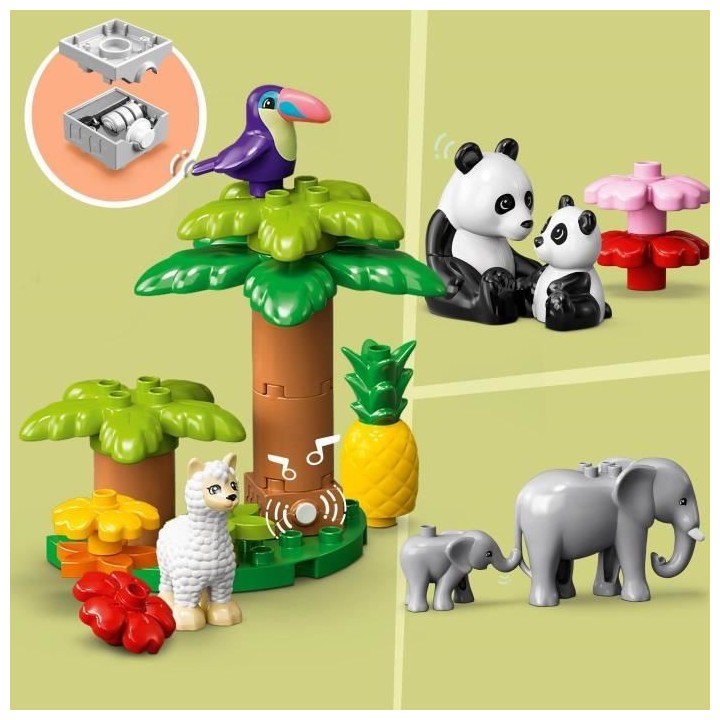 LEGO 10975 DUPLO Animaux Sauvages du Monde, Jouet Éducatif des 2 Ans,