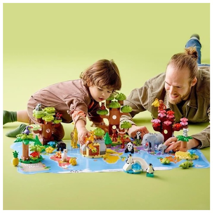 LEGO 10975 DUPLO Animaux Sauvages du Monde, Jouet Éducatif des 2 Ans,