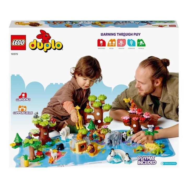 LEGO 10975 DUPLO Animaux Sauvages du Monde, Jouet Éducatif des 2 Ans,