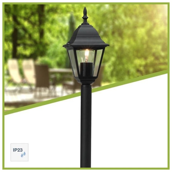 BRILLIANT - NEWPORT Potelet extérieur - coloris noir - métal/verre E