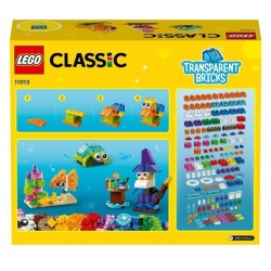 LEGO 4+ Classic 11013 Briques transparentes créatives, Jeu de construction en briques incluant des animaux pour enfants