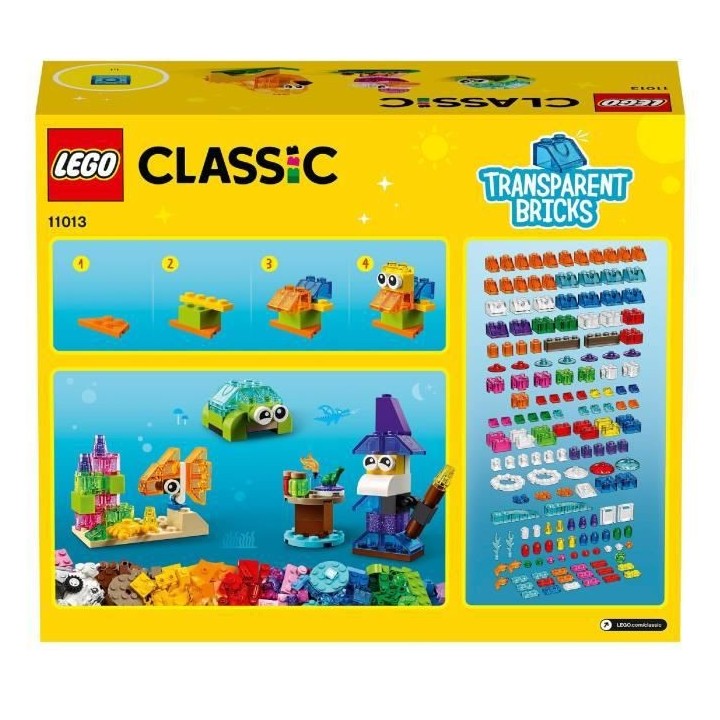 LEGO 4+ Classic 11013 Briques transparentes créatives, Jeu de constru