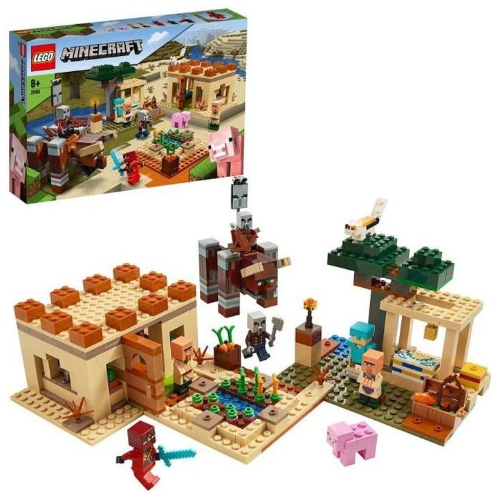 LEGO Minecraft 21160 L'Attaque des Illageois, Jeu de Construction, ave