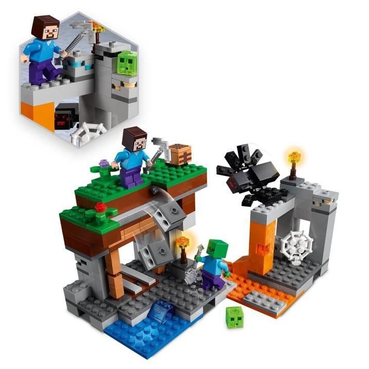 LEGO Minecraft 21166 La Mine Abandonnée, Jouet avec Grotte de Zombies