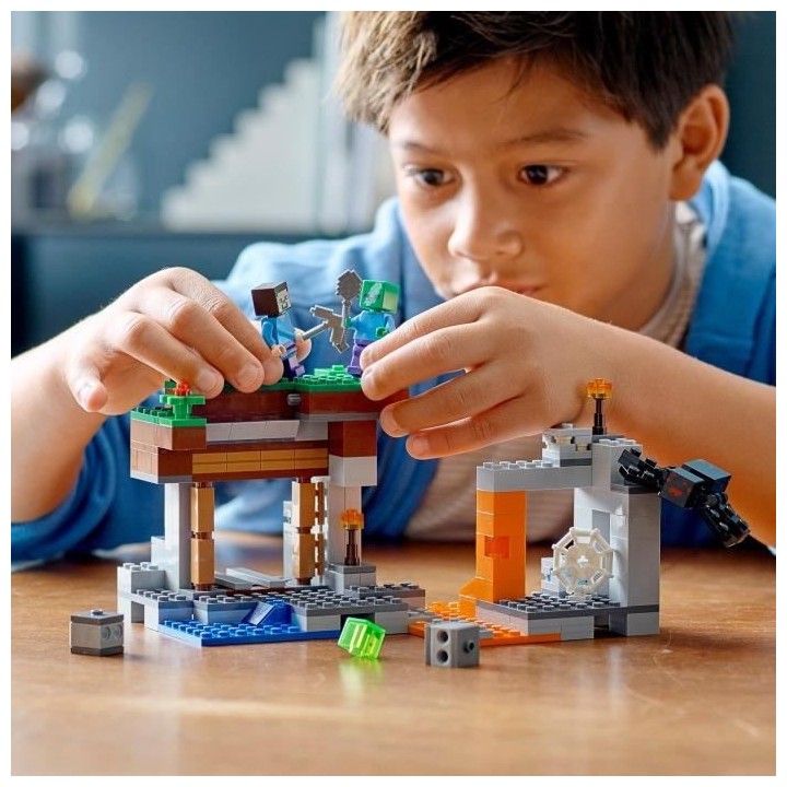 LEGO Minecraft 21166 La Mine Abandonnée, Jouet avec Grotte de Zombies