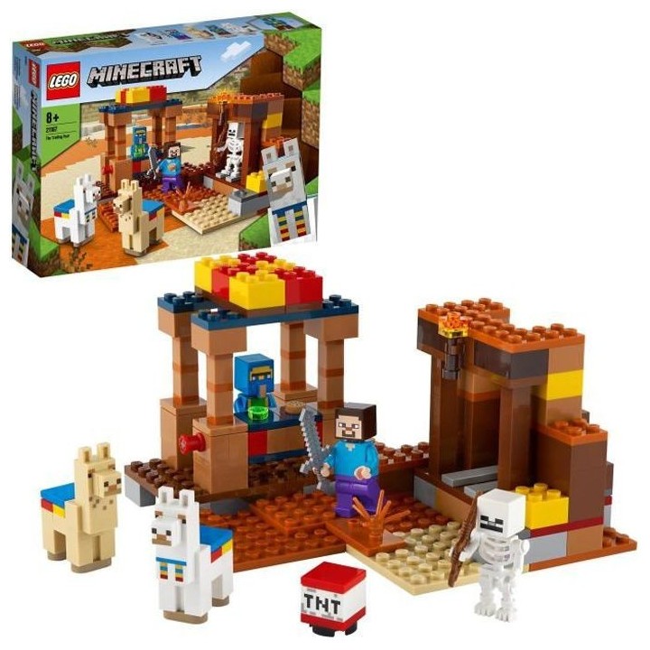LEGO Minecraft 21167 Le Comptoir d'Échange, Jouet avec Figurines Stev