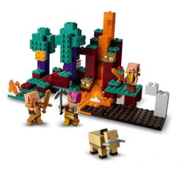 LEGO Minecraft 21168 La Foret Biscornue, Jouet sur le Nether, avec TNT, et Figurines Piglin