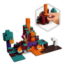 LEGO Minecraft 21168 La Foret Biscornue, Jouet sur le Nether, avec TNT, et Figurines Piglin