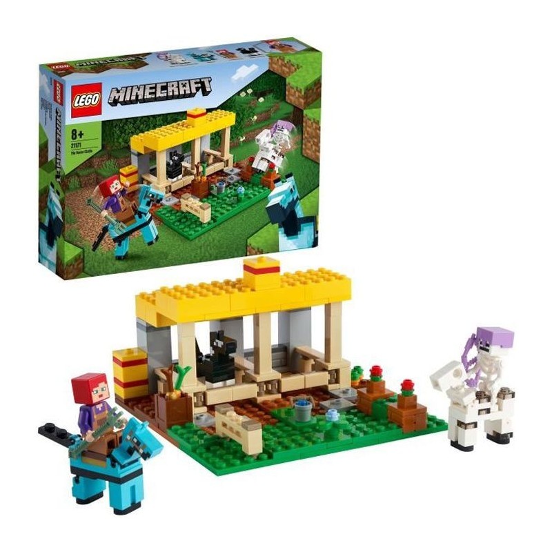 LEGO 21171 Minecraft™ L'écurie Jouet Ferme avec Figurine Cavalier Squelette, Jouet Filles et Garçons