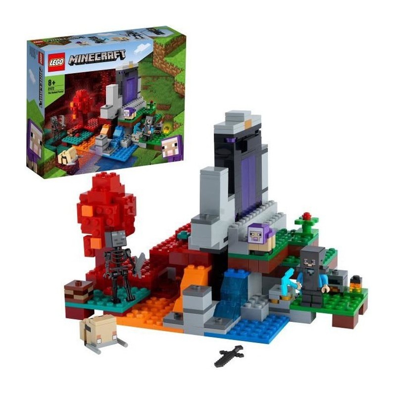 LEGO 21172 Minecraft™ Le portail en ruine Jouet pour Fille et Garçon de 8 ans avec Figurines de Steve et Wither Squelette