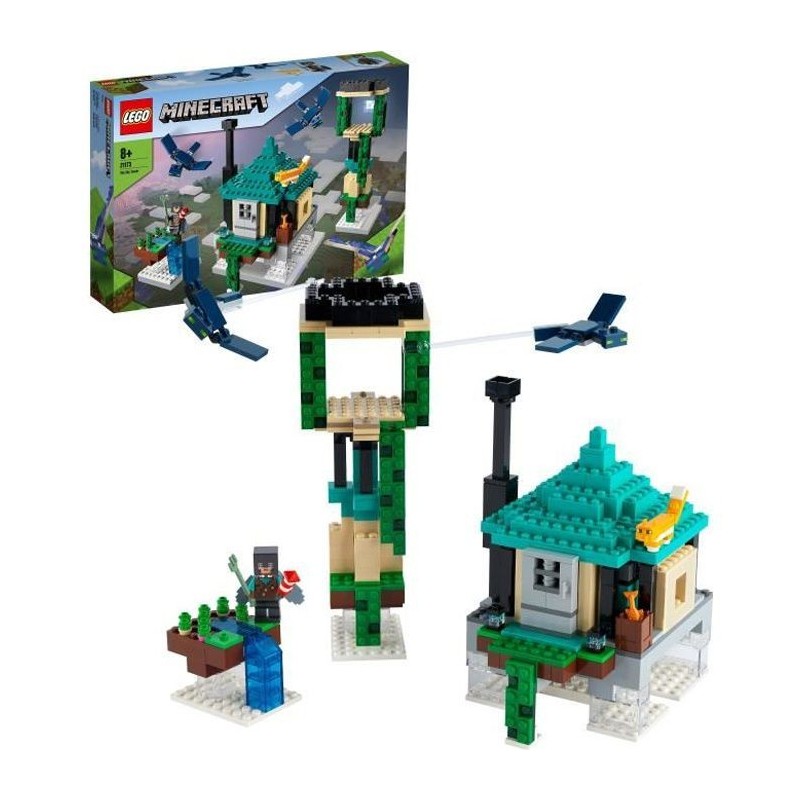 LEGO 21173 Minecraft™ La tour du ciel Jouet pour Garçons et Filles avec Figurines de Pilote, Chat et 2 Phantoms Volants