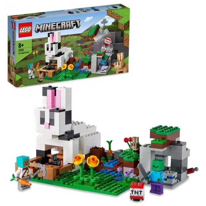 LEGO 21181 Minecraft Le Ranch Lapin, Set de Construction, Jouet Enfant