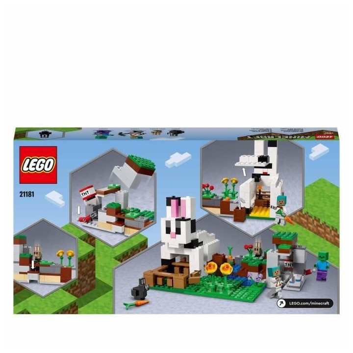 LEGO 21181 Minecraft Le Ranch Lapin, Set de Construction, Jouet Enfant