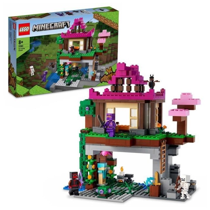 LEGO 21183 Minecraft Le Camp d'Entraînement, Set Maison Grotte, Jouet