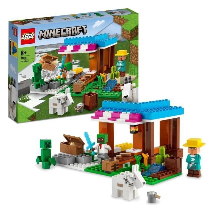 LEGO 21184 Minecraft La Boulangerie, Jouet de Village, Figurines de Cr