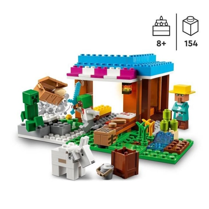 LEGO 21184 Minecraft La Boulangerie, Jouet de Village, Figurines de Cr