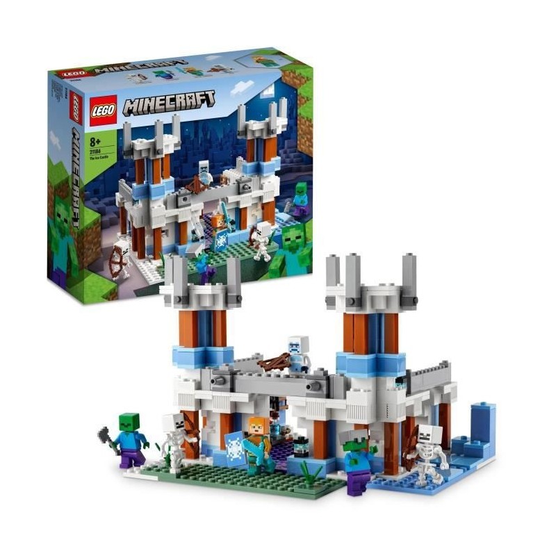 LEGO 21186 Minecraft Le Château de Glace, Jouet avec Épée en Diamant des 8 ans, avec Figurines de Squelette et Zombie