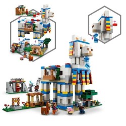 LEGO 21188 Minecraft Le Village Lama, Jouet de Maison, avec Figurines de Villageois, Illageois, Mouton et Épée en Diamant