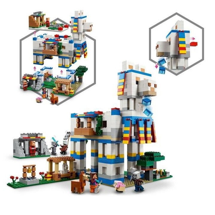LEGO 21188 Minecraft Le Village Lama, Jouet de Maison, avec Figurines