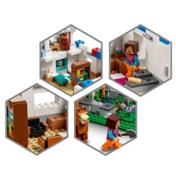 LEGO 21188 Minecraft Le Village Lama, Jouet de Maison, avec Figurines de Villageois, Illageois, Mouton et Épée en Diamant